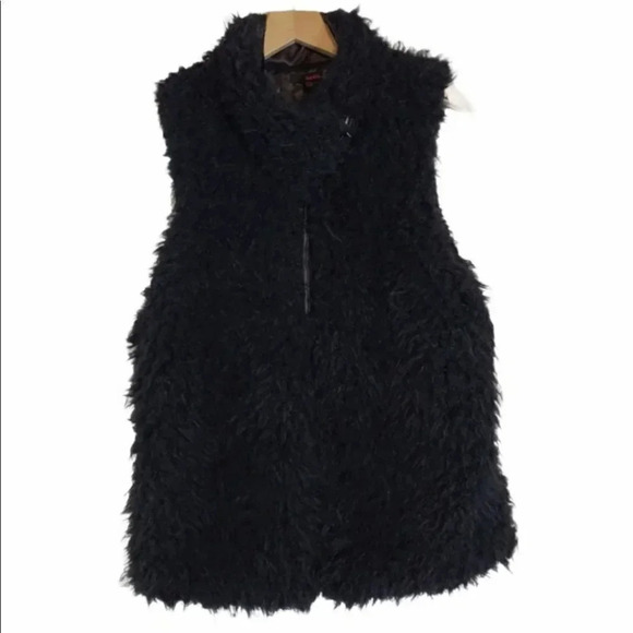 Bongo L black Boho Fuzzy Vest‎ - Picture 1 of 6